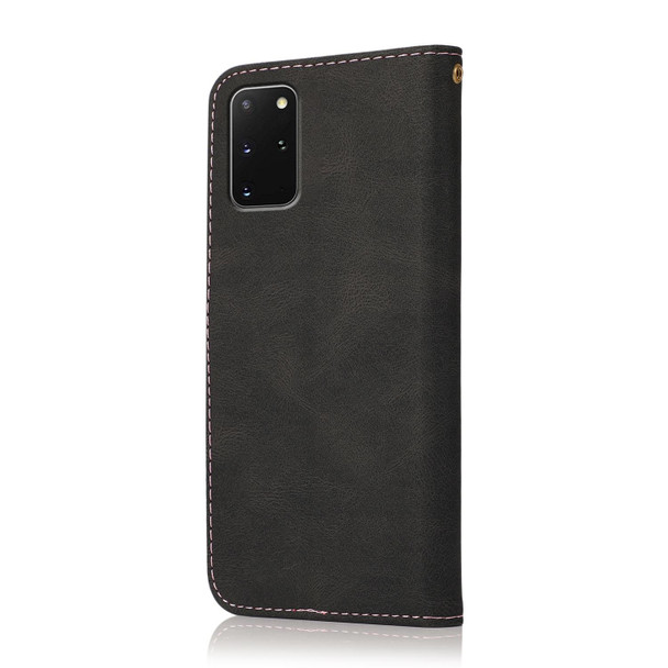 For Samsung Galaxy S20+ Dual-color Stitching Leatherette Phone Case(Black Rose Gold)