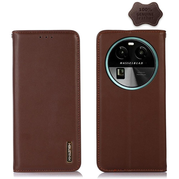 For OPPO Find X6 KHAZNEH Nappa Top Layer Cowhide Leatherette Phone Case(Brown)