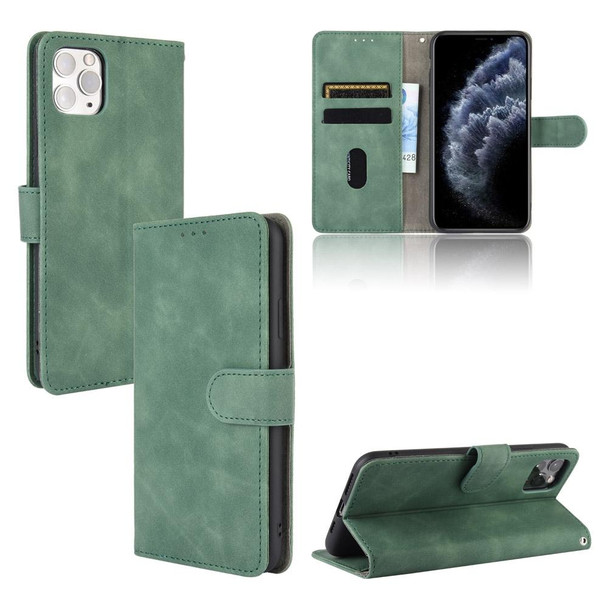 iPhone 11 Pro Solid Color Skin Feel Magnetic Buckle Horizontal Flip Calf Texture PU Leather Case with Holder & Card Slots & Wallet(Green)