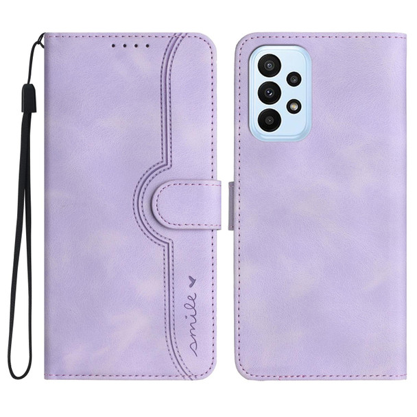 For Samsung Galaxy A72 4G/5G Heart Pattern Skin Feel Leatherette Phone Case(Purple)