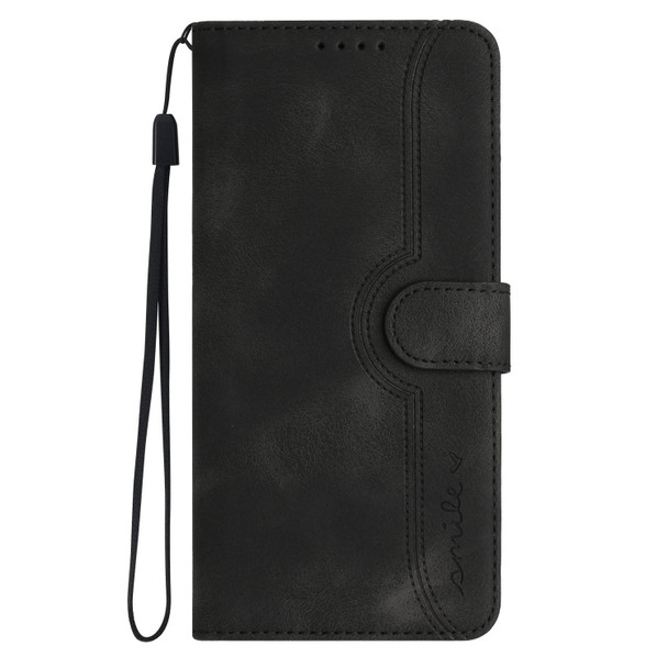 For Samsung Galaxy Note10+ Heart Pattern Skin Feel Leatherette Phone Case(Black)