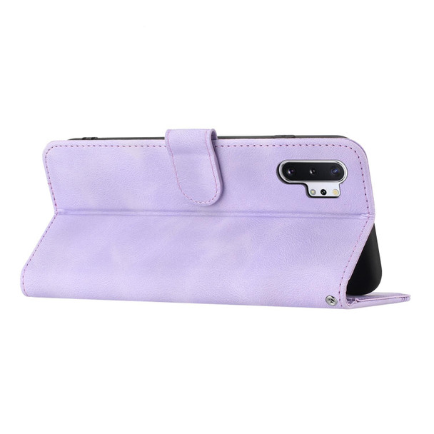 For Samsung Galaxy Note10+ Heart Pattern Skin Feel Leatherette Phone Case(Purple)