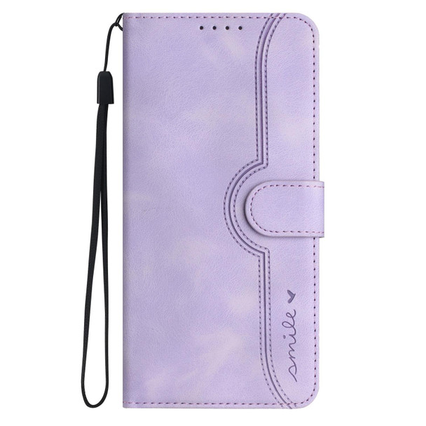 For Samsung Galaxy Note10+ Heart Pattern Skin Feel Leatherette Phone Case(Purple)