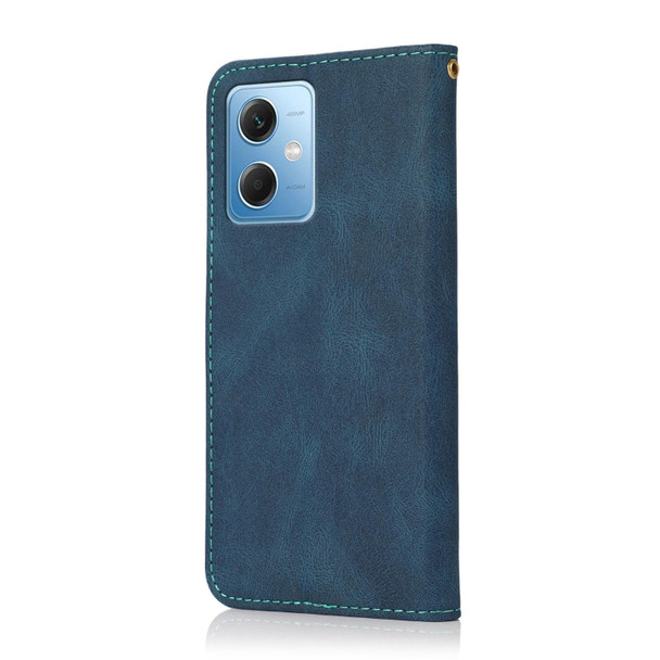 For Xiaomi Redmi Note 12 5G Dual-color Stitching Leather Phone Case(Blue Green)