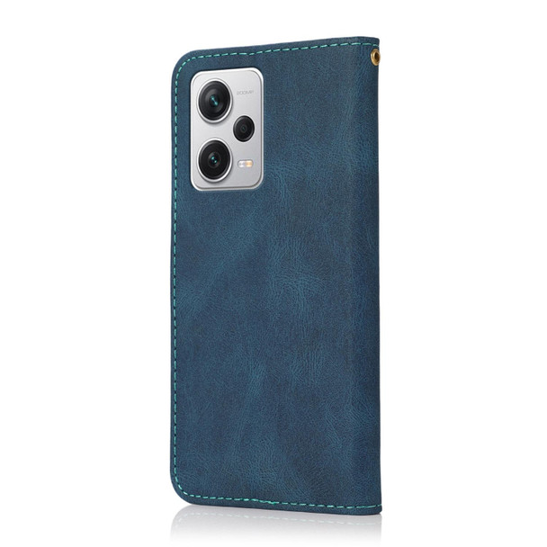 For Xiaomi Redmi Note 12 Pro 5G Dual-color Stitching Leather Phone Case(Blue Green)