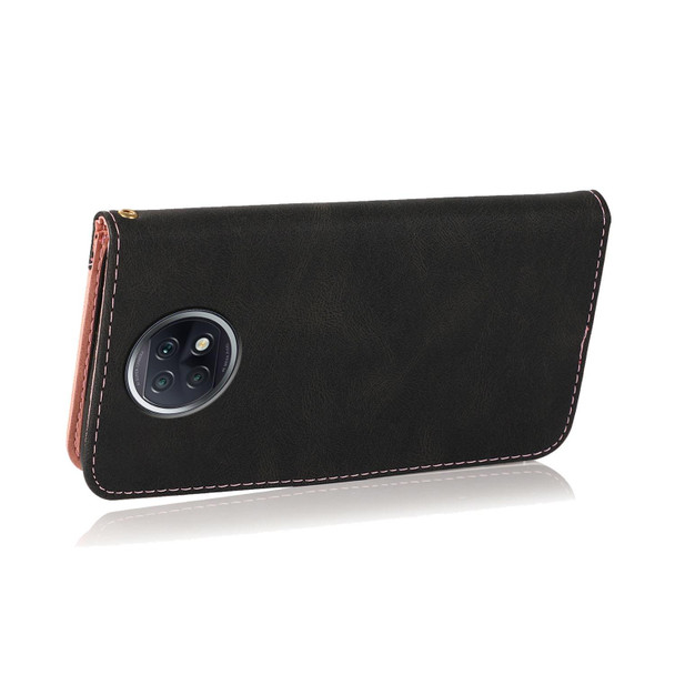 For Xiaomi Redmi Note 9 5G / Note 9T Dual-color Stitching Leather Phone Case(Black Rose Gold)