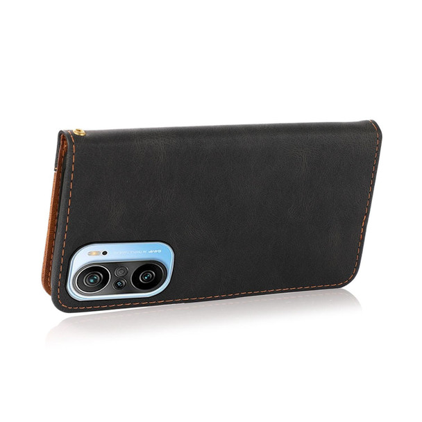 For Xiaomi Redmi K40 Dual-color Stitching Leather Phone Case(Black Brown)