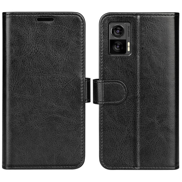 For Motorola Edge 30 Lite R64 Texture Horizontal Flip Leatherette Phone Case(Black)