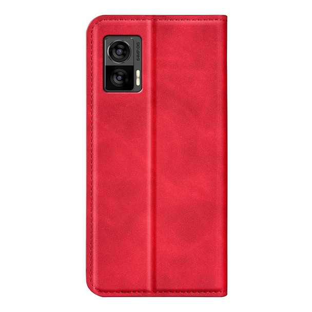 For Motorola Edge 30 Lite Retro-skin Magnetic Suction Leatherette Phone Case(Red)