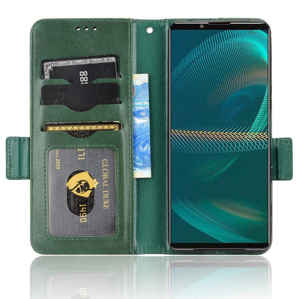 For Sony Xperia 5 III Symmetrical Triangle Leatherette Phone Case(Green)