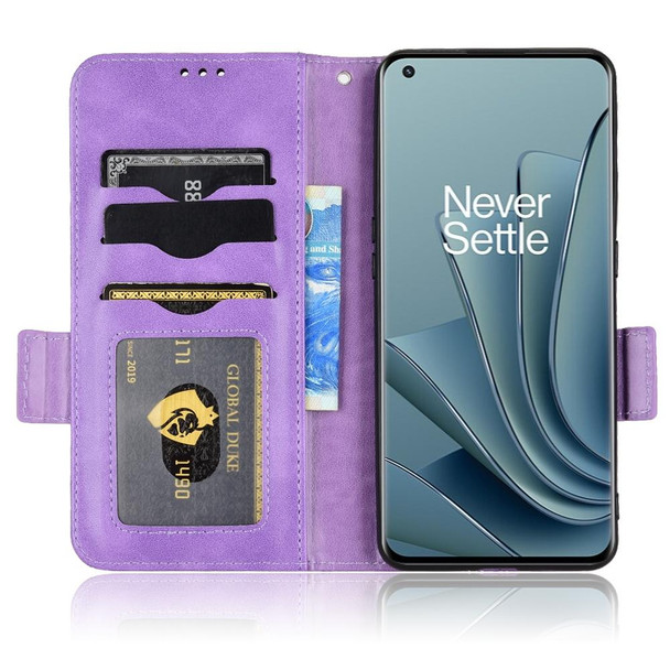 For OnePlus 10 Pro 5G Symmetrical Triangle Leatherette Phone Case(Purple)