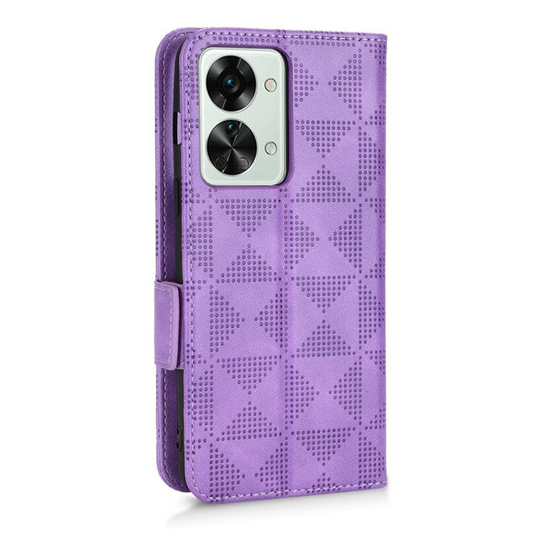 For OnePlus Nord 2T 5G Symmetrical Triangle Leatherette Phone Case(Purple)