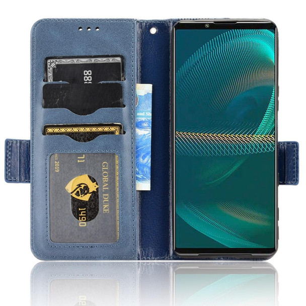 For Sony Xperia 5 III Symmetrical Triangle Leatherette Phone Case(Blue)