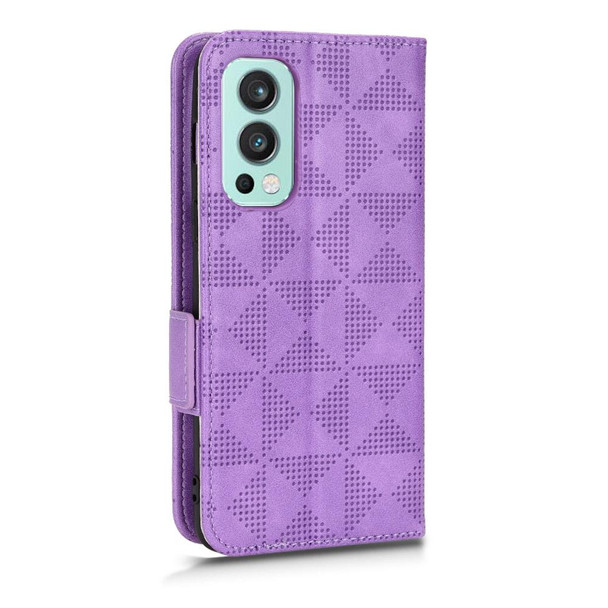 For OnePlus Nord 2 5G Symmetrical Triangle Leatherette Phone Case(Purple)