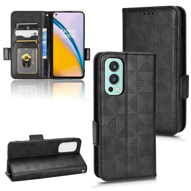 For OnePlus Nord 2 5G Symmetrical Triangle Leatherette Phone Case(Black)