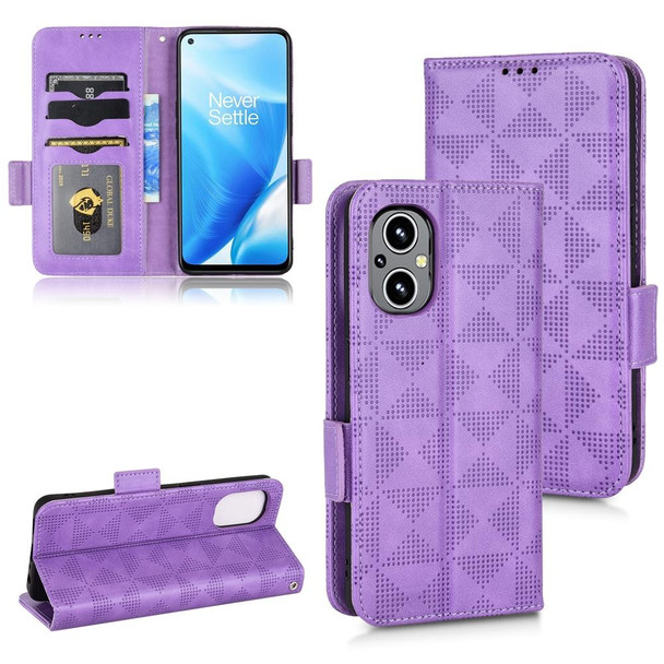 For OnePlus Nord N20 5G Symmetrical Triangle Leatherette Phone Case(Purple)