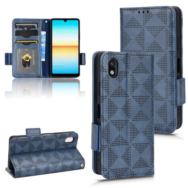 For Sony Xperia Ace III Symmetrical Triangle Leatherette Phone Case(Blue)