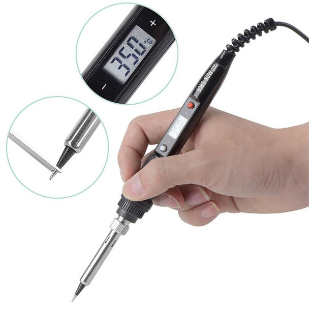 908S 80W LCD Thermostat Soldering Iron Constant Temperature Soldering Iron, Plug Type:CN Plug(Black)