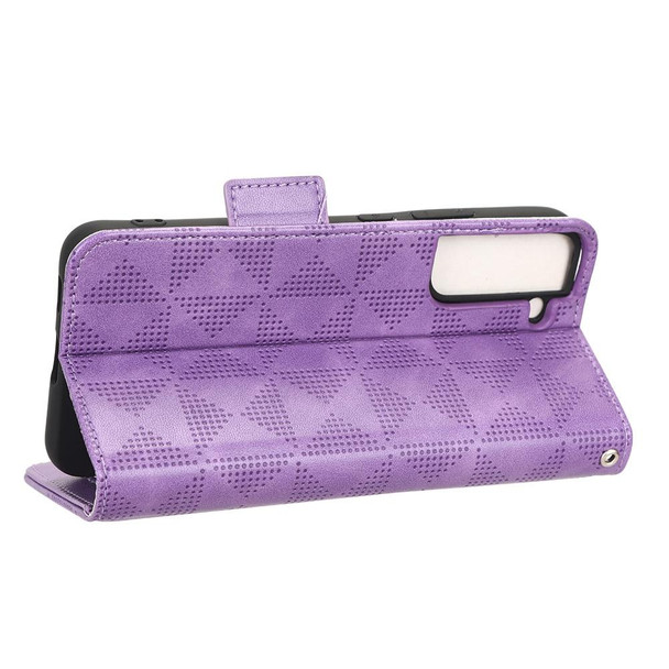 For Samsung Galaxy S21 5G Symmetrical Triangle Leatherette Phone Case(Purple)