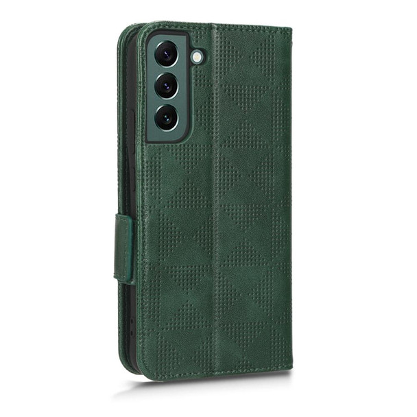 For Samsung Galaxy S21+ 5G Symmetrical Triangle Leatherette Phone Case(Green)