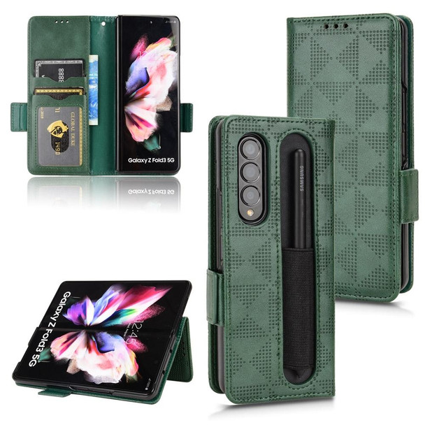 For Samsung Galaxy Z Fold4 Symmetrical Triangle Leatherette Phone Case(Green)