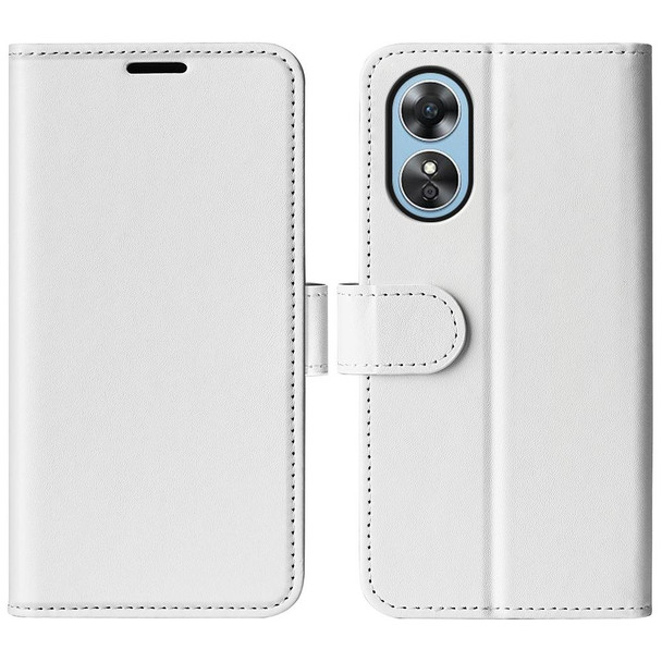 For OPPO A17 R64 Texture Horizontal Flip Leatherette Phone Case(White)