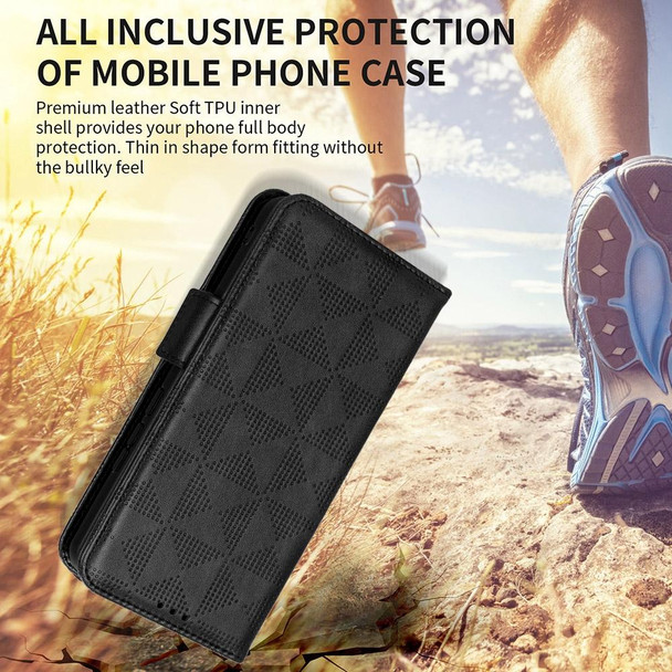 For Samsung Galaxy S21+ 5G Symmetrical Triangle Leatherette Phone Case(Black)