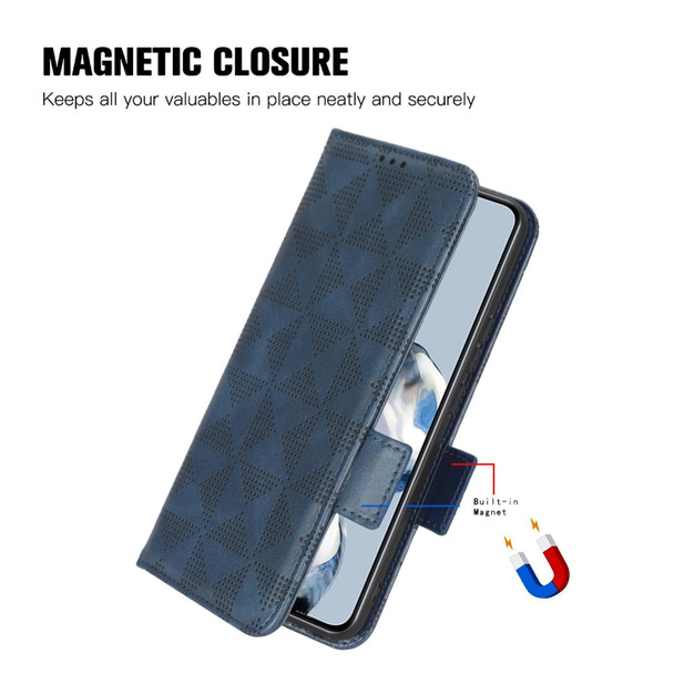 For Samsung Galaxy S21 5G Symmetrical Triangle Leatherette Phone Case(Blue)
