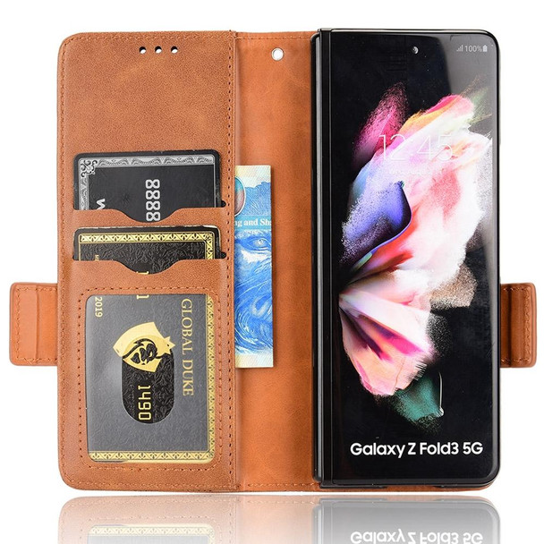 For Samsung Galaxy Z Fold3 Symmetrical Triangle Leatherette Phone Case(Brown)