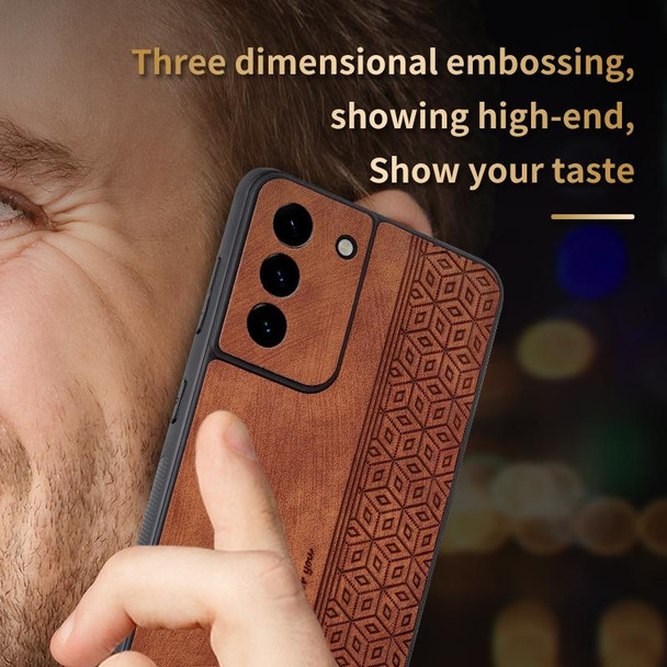 For Samsung Galaxy S21+ 5G AZNS 3D Embossed Skin Feel Phone Case(Brown)