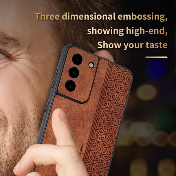 For Samsung Galaxy S21 5G AZNS 3D Embossed Skin Feel Phone Case(Brown)