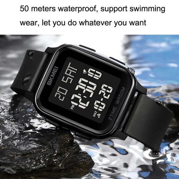 SKMEI 1858 Square Waterproof Digital Dual Display LED Luminous Watch(Red)
