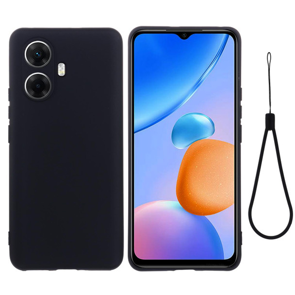 For Realme 10 Pro+ 5G Pure Color Liquid Silicone Shockproof Phone Case(Black)