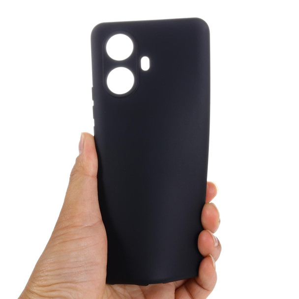 For Realme 10 Pro+ 5G Pure Color Liquid Silicone Shockproof Phone Case(Black)