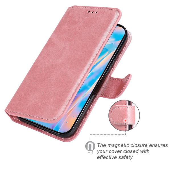 iPhone 12 mini Classic Calf Texture PU + TPU Horizontal Flip Leather Case, with Holder & Card Slots & Wallet(Rose Gold)