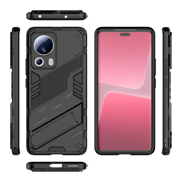 For Xiaomi 13 Lite Punk Armor 2 in 1 PC + TPU Shockproof Phone Case with Holder(Black)