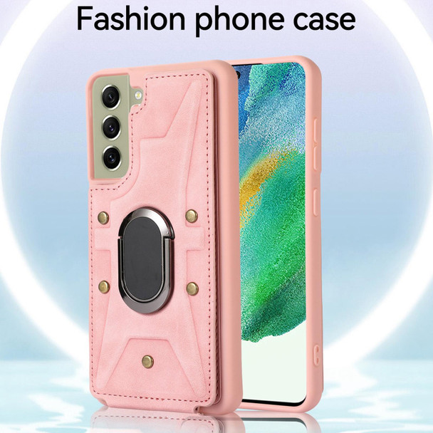 For Samsung Galaxy S21 5G Armor Ring Wallet Back Cover Phone Case(Pink)