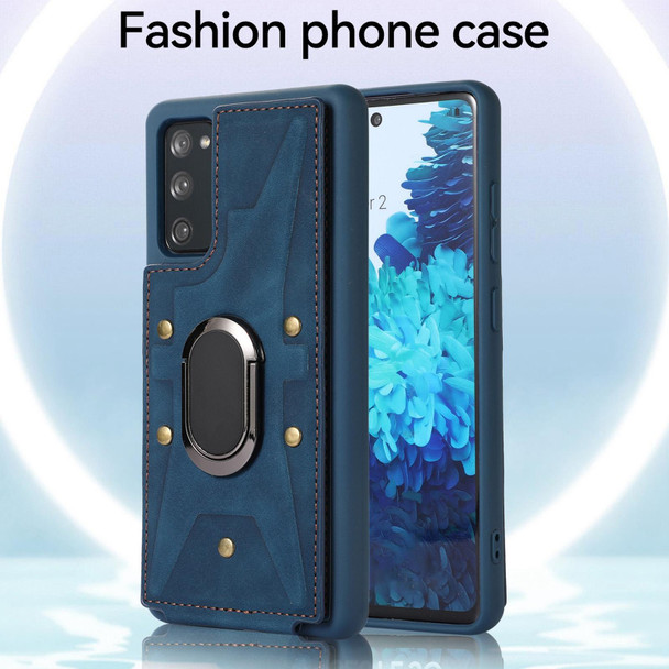 For Samsung Galaxy S20 Armor Ring Wallet Back Cover Phone Case(Blue)