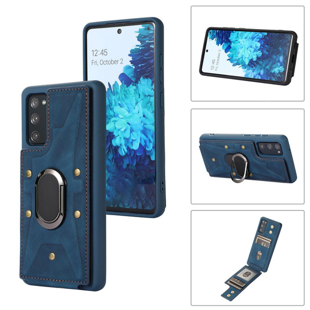 For Samsung Galaxy S20 Armor Ring Wallet Back Cover Phone Case(Blue)