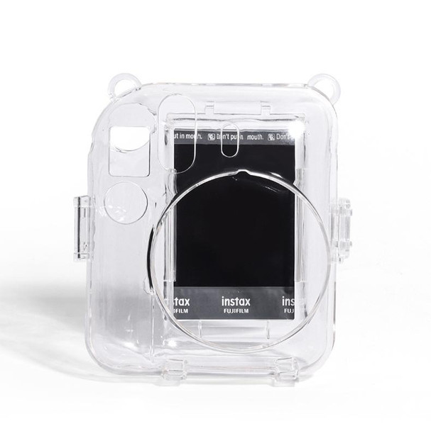 For FUJIFILM instax mini 12 Crystal Hard Acrylic Camera Case with Shoulder Strap(DIY Purple Daisies)