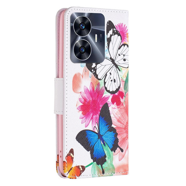 For Realme C55 Colored Drawing Pattern Leatherette Phone Case(Butterflies)