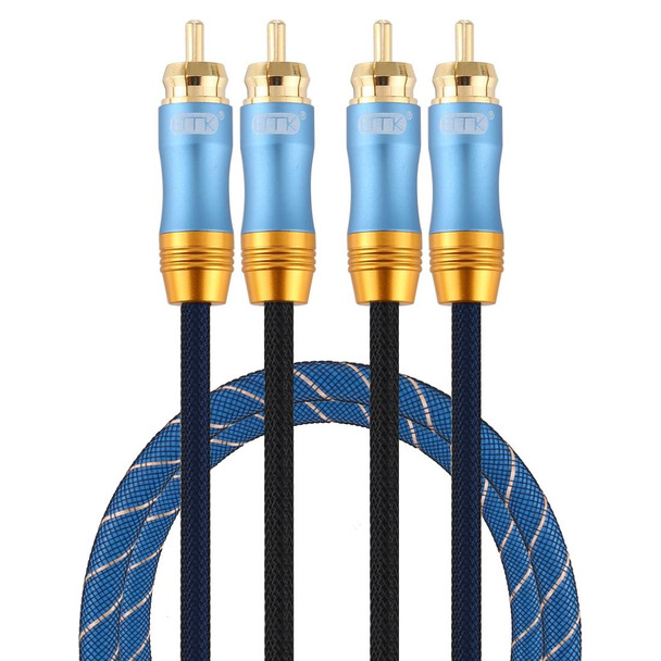 EMK 2 x RCA Male to 2 x RCA Male Gold Plated Connector Nylon Braid Coaxial Audio Cable for TV / Amplifier / Home Theater / DVD, Cable Length:1m(Dark Blue)