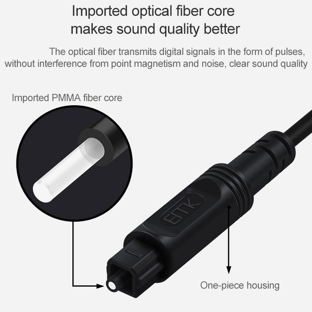 1.5m EMK OD2.2mm Digital Audio Optical Fiber Cable Plastic Speaker Balance Cable(Black)