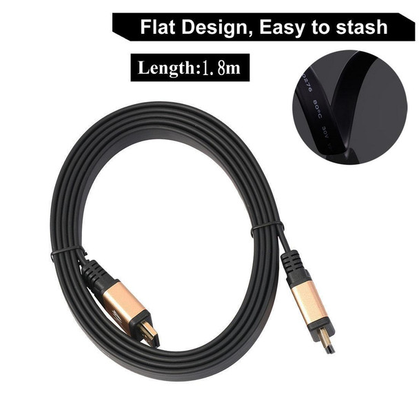 1.5m HDMI 2.0 (4K)  30AWG High Speed 18Gbps Gold Plated Connectors HDMI Male to HDMI Male Flat Cable(Gold)