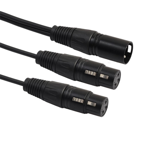 30cm 3 Pin XLR CANNON 1 Male to 2 Female Audio Connector Adapter Cable for Microphone / Audio Equipment(Black)