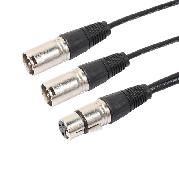 30cm 3 Pin XLR CANNON 1 Female to 2 Male Audio Connector Adapter Cable for Microphone / Audio Equipment