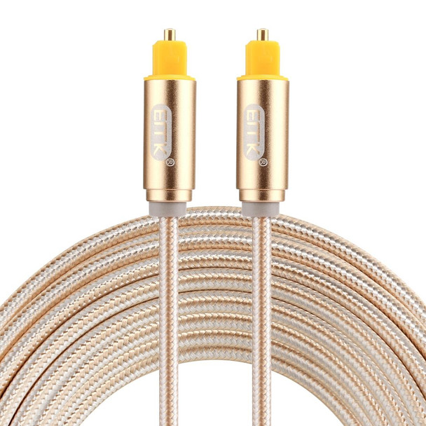 EMK 3m OD4.0mm Gold Plated Metal Head Woven Line Toslink Male to Male Digital Optical Audio Cable(Gold)