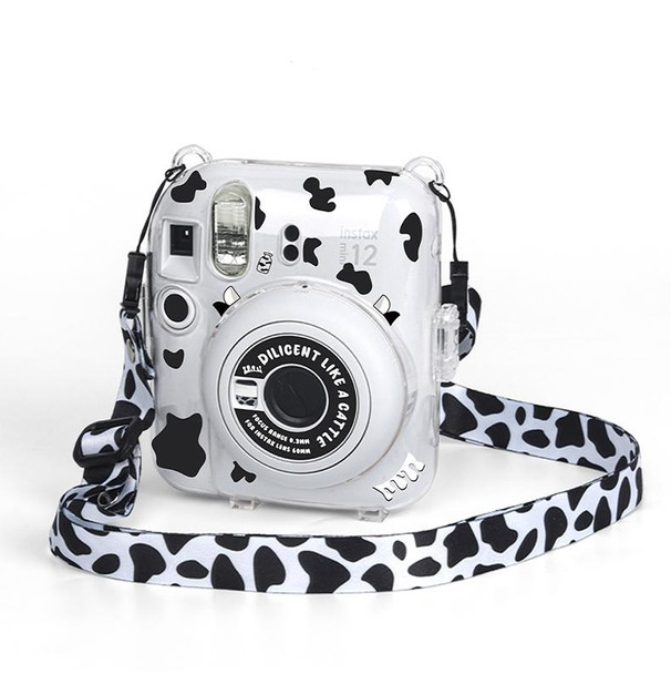 For FUJIFILM instax mini 12 Crystal Hard Acrylic Camera Case with Shoulder Strap(DIY Milk Cow)