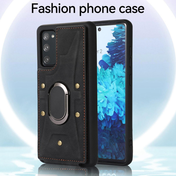For Samsung Galaxy S20 Armor Ring Wallet Back Cover Phone Case(Black)