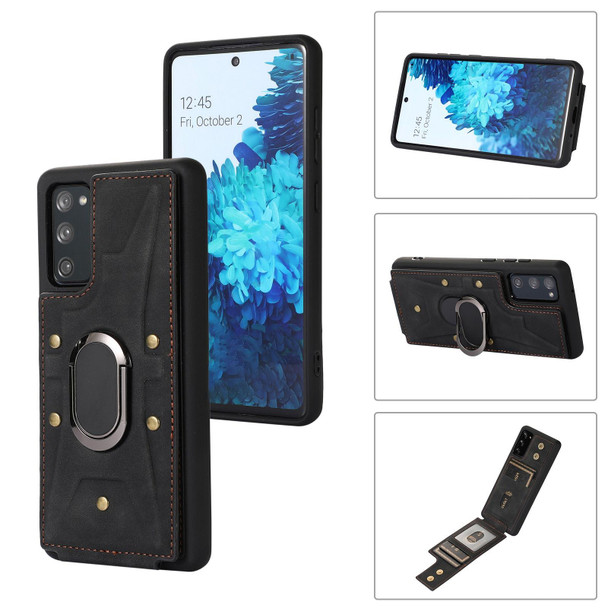 For Samsung Galaxy S20 Armor Ring Wallet Back Cover Phone Case(Black)